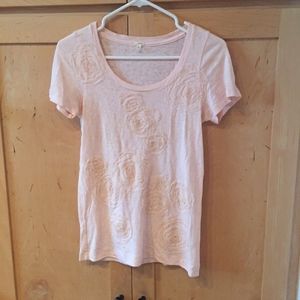 J Crew embroidered/applique flower tee size small